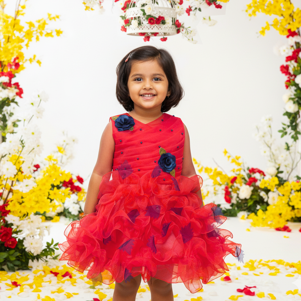 Exquisite Party Wear Frock for Girls | Premium Net Fabric &amp; Ruffle Design