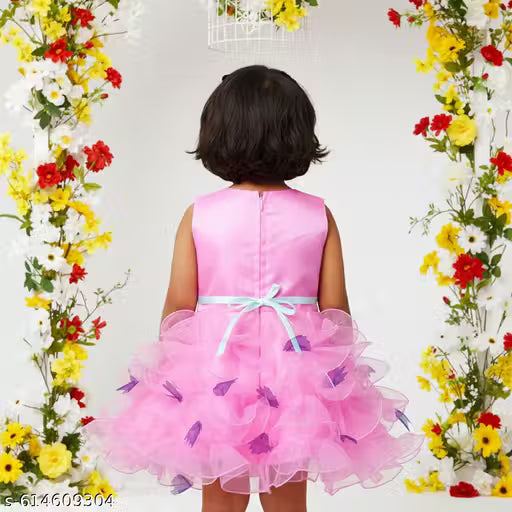 Kids Party Wear Frock Dress for Girls | Elegant Net Ruffle Sleeveless Gown | Birthday, Wedding & Special Occasions | Ages 2-7 Years